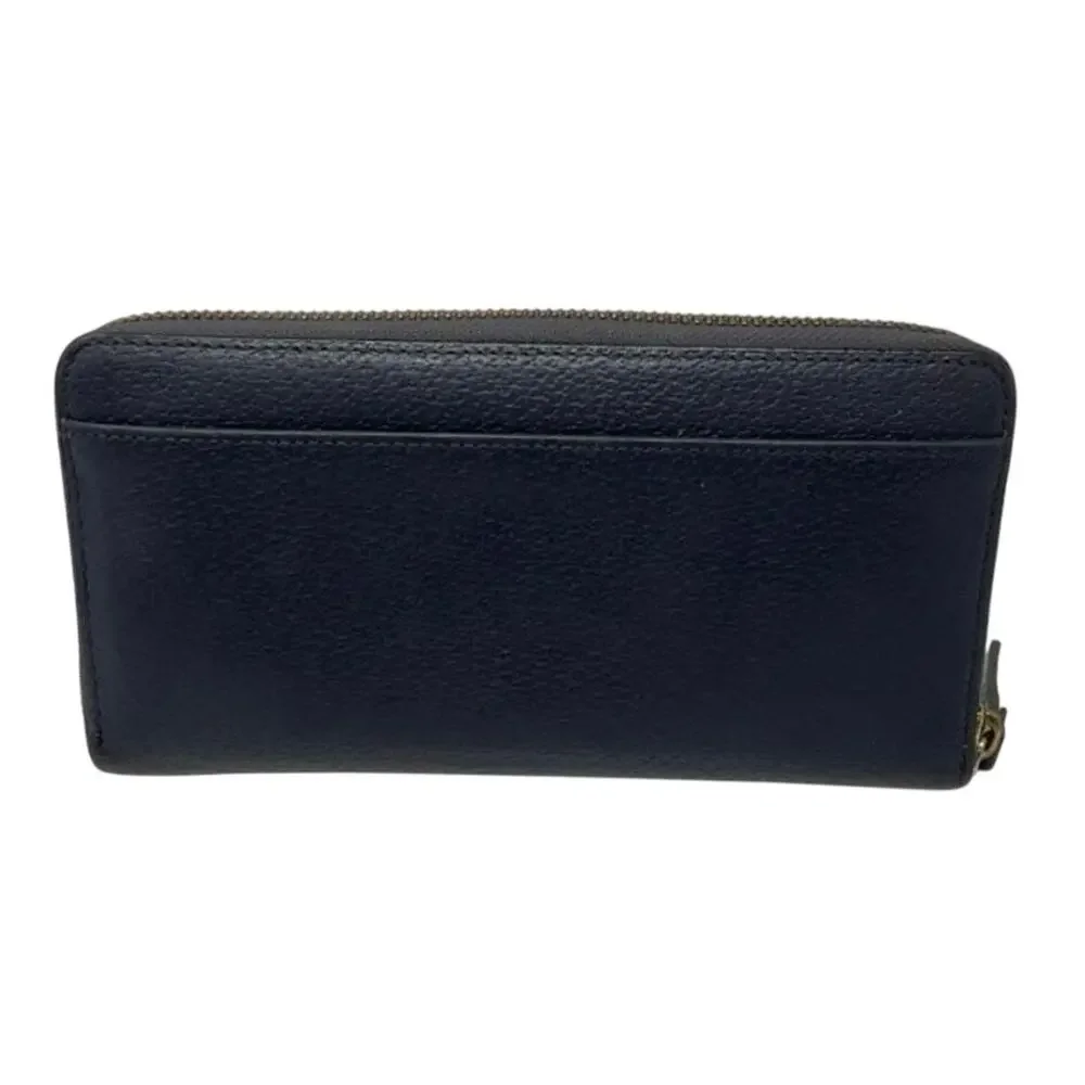 KATE SPADE GROVE Street Neda Blue Pebbled Leather Zip-Around Wallet Womens Large